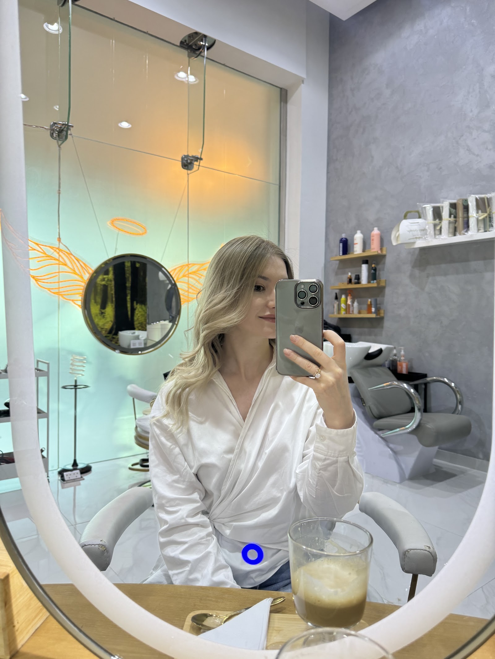 Glossy finished color and blow-dry styled at Ivy The Palm